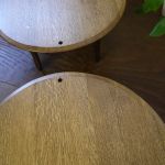 low table 輪 (rin) tabletop SHIMS FURNITUREが制作した樽材のオリジナルデザインの丸型ローテーブル 輪 (rin)天板穴
